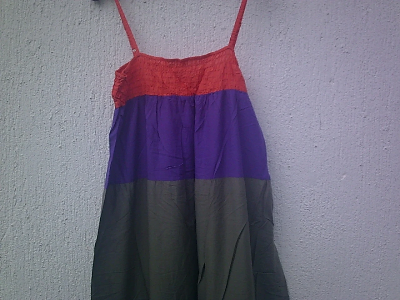 Long dress with flared bottom, 5 panels/multi-colored bands, 5 colors, size T.L tag – photo 5